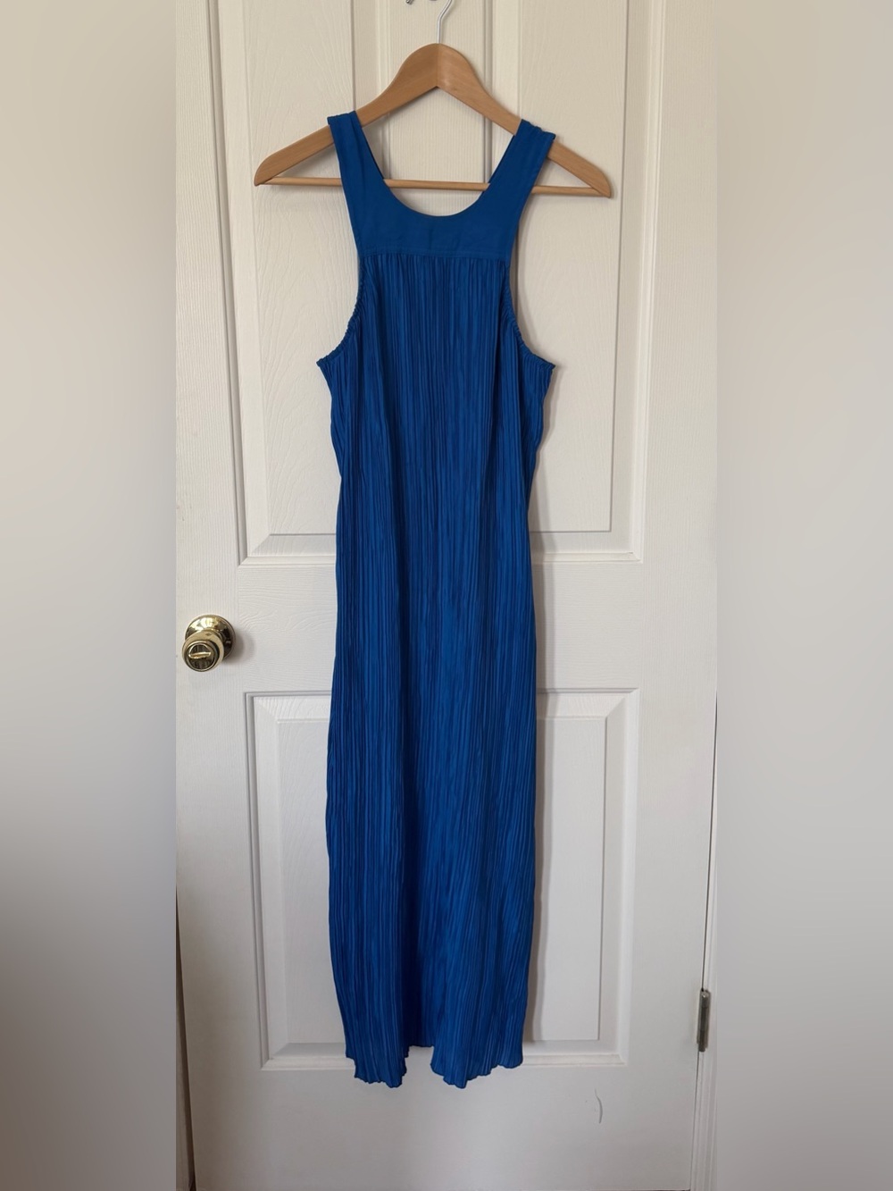 Anthropologie Electric Blue Pleated Maxi Dress - Picture 3 of 9